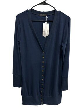 Merokeety Navy Blue Button Front Cardigan Size Large Cozycore Scholarcore NWT
